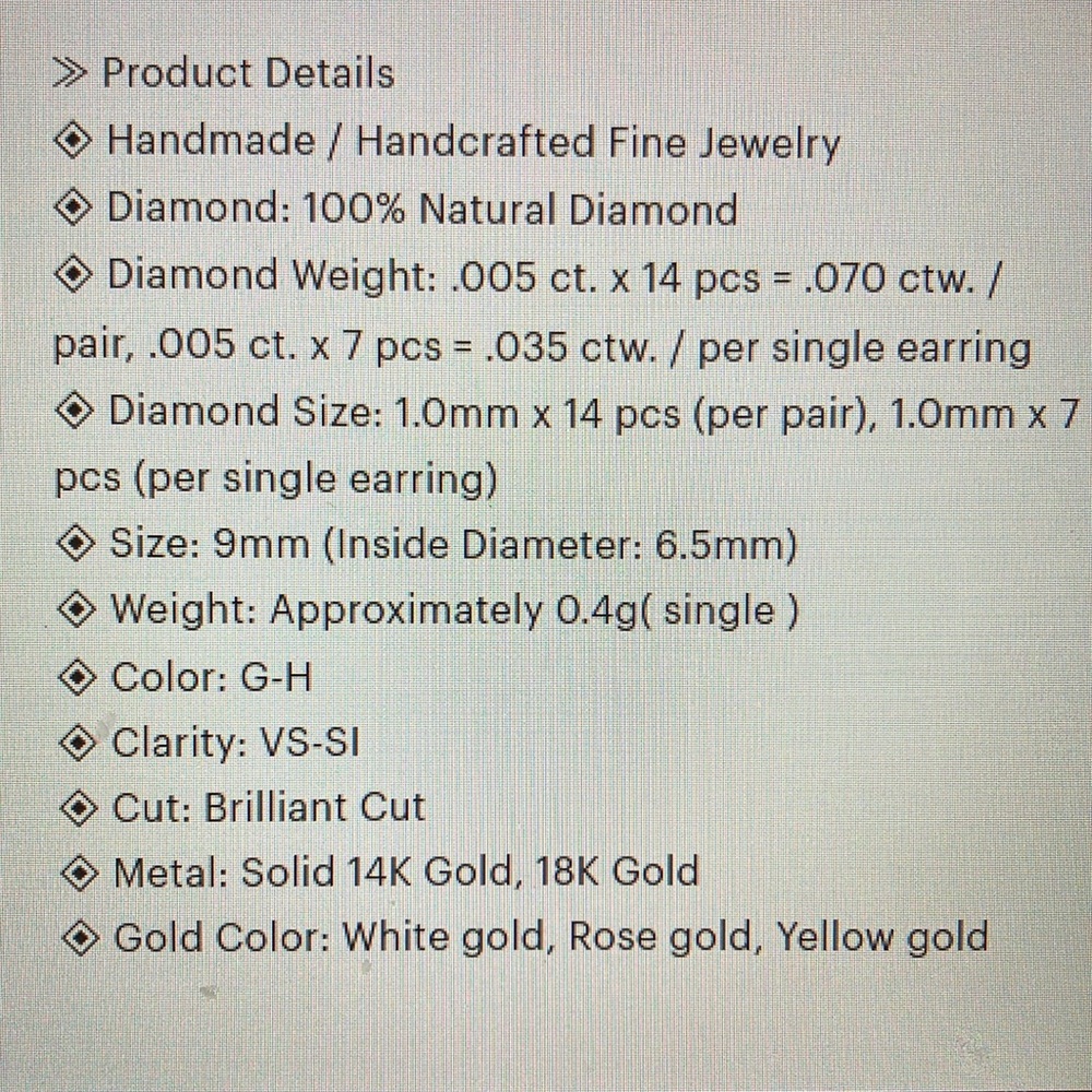 Diamond Huggies - Yellow Gold Brand New -Still in box - Picture 7 of 7